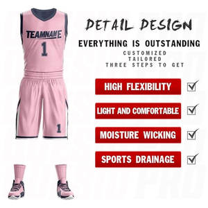 ชุดบาสเก็ตบอลสีชมพูและกรมท่าแบบกลับด้านได้ ชุดฝึกซ้อมกระชับรูปร่าง ปรับแต่งลายพิมพ์ได้ ขายส่งแบบซับลิเมชั่น - Product Image 3