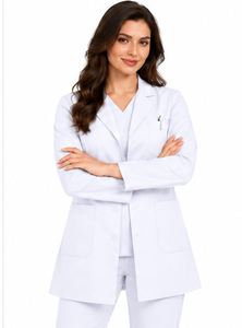 Bata de Laboratorio Blanca para Doctoras, Manga Larga, Transpirable, Uniforme Médico de Algodón y Poliéster, Ropa de Trabajo para Hospital y Laboratorio, Personalizable - Product Image 4