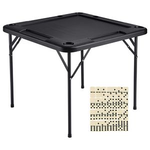 Tavolo da Mahjong Classico per 4 Giocatori, Portatile XL Pieghevole con 4 Portabicchieri e 4 Vassoi Porta Chip, Set Completo per Gioco del Domino - Product Image 1