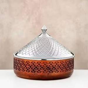 Bol de service de luxe en acier inoxydable avec couvercle en dôme à motif décoratif, pour buffet, restauration, hôtel, restaurant, vaisselle de table - Product Image 6