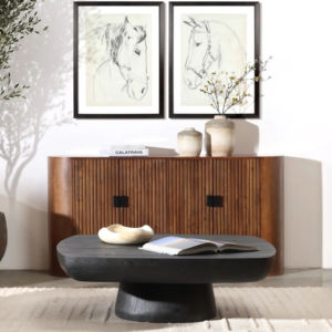 Juego de Muebles de Sala de Estar de Estilo Americano de Lujo, Mueble para TV de Madera Maciza de Teca con Cubierta de Travertino - Sora - Product Image 6