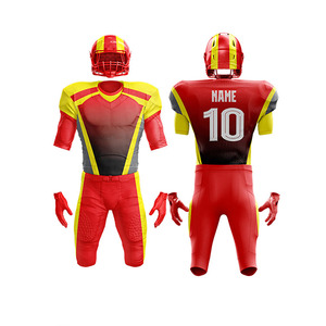 Vêtements de sport pour hommes, uniforme de football américain, manches courtes, haute qualité, léger, respirant, polyester, ensembles personnalisables - Product Image 1
