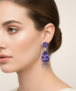 Boucles d'oreilles pendantes de luxe en argent 925 avec strass en cristal taille brillant, bijoux pour femme plaqué rhodium, sertissage griffe, cadeau de fête - Product Image 4