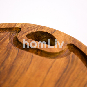 Tabla de Cortar Redonda Pequeña de Madera de Teca, Sostenible, Segura para Alimentos, Sin Pintura ni Barniz, Halal, Personalizada para Cocina - Product Image 2