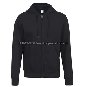 High Quality 330gsm Cotton Polyester CVC Thick Fleece <b>Zipper</b>-up Jacket Unisex Custom logo Men's Plain <b>Zipper</b> up Pullover Hoodies - Product Image 5