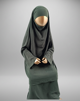 Tenue de mariage islamique modeste deux pièces pour bébé fille, respirante, séchage rapide, grande taille, longueur ras du sol, manches longues, couleur unie