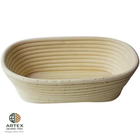 ARTEX QUANG PHU Panier à pain ovale en rotin pour la levée du pain, 25x15xh8cm, écologique, naturel/blanc, réutilisable pour artisans