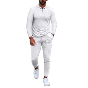 Traje de chándal liso para hombre, jersey de media cremallera, ajustado, informal, deportivo, 2 piezas - Product Image 4
