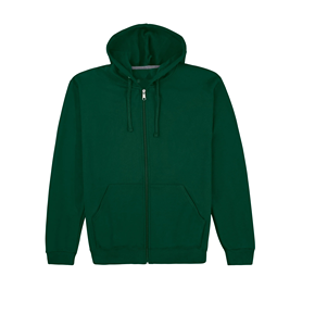 Sudadera con capucha verde sólido para hombre, corte regular, algodón, informal, para otoño, con cremallera completa, color sólido. - Product Image 1