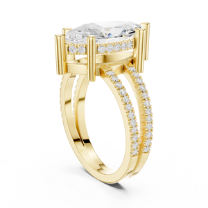 Classic <b>Split</b> Shank 14K Yellow Gold IGI Certified Lab Grown Diamond 3 CT Marquise Cut Anniversary Wedding Engagement Halo <b>Ring</b> - Product Image 4