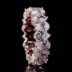 Luxury VVS Moissanite Rose Gold Plated Hiphop Customizable Pear Shape Wedding Engagement Party Bezel Setting <b>Fine</b> <b>Rings</b> - Product Image 3