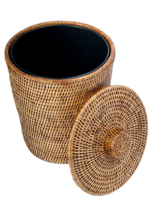 Panier de rangement en rotin fait main avec couvercle, panier à linge en osier naturel, organisateur de décoration pour la maison - Product Image 2