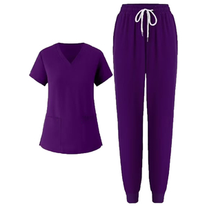 Women V Neck <b>Scrub</b> <b>Top</b> Polyester High quality medical <b>scrub</b> set doctor nurse uniform anti bacterial fabric - Product Image 4