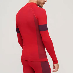 Combinaison de compression tricotée rouge pour femme, longue, avec fermeture éclair, respirante, anti-transpiration, en spandex et polyester, vêtements de sport Econex - Product Image 3