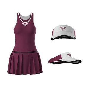 Vestido de Tenis Personalizado para Mujer con Visera, Conjunto de Falda Deportiva sin Mangas, Ropa Deportiva Transpirable de Secado Rápido, Fabricante Mayorista - Product Image 1
