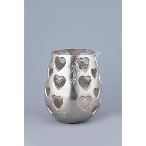 Porte-bougies décoratifs modernes en aluminium, faits à la main, durables, écologiques, avec un design en forme de cœur, pour les mariages, les fêtes de Noël - Product Image 1
