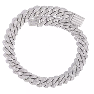 Collar de Cadena de Eslabones de Plata 925 con Baño de Rodio y Moissanita para Hombre, Estilo Hiphop, Uso Diario - Product Image 1