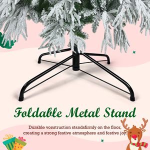 7.5FT Pre-Lit Snow-Flocked Spruce Christmas <b>Tree</b> Artificial Hinged Xmas <b>Tree</b> with 350 Multi-Color LED <b>Lights</b> 8 Flashing Modes - Product Image 6