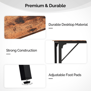 71-Inch <b>Brown</b> Bar <b>Table</b> with Durable MDF Top and Metal Frame 209 Lbs Capacity Pub Height for Kitchen/Bar Counters - Product Image 2