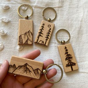 Custom Wooden Keychain Monogram Key <b>Ring</b> Engraved Name <b>Initial</b> Wooden Phone Holder Gift for Promotion - Product Image 5