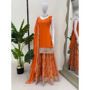 Conjunto Elegante de Top y Pantalón de Fiesta para Mujer con Dupatta - Product Image 2