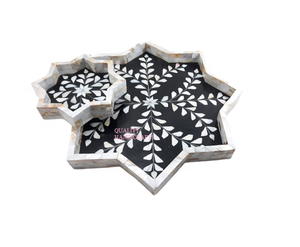 Bandeja de incrustación marroquí hecha a mano, bandeja para servir azul y blanco de Damasco, bandejas reales decorativas para el hogar, artesanías de calidad - Product Image 6