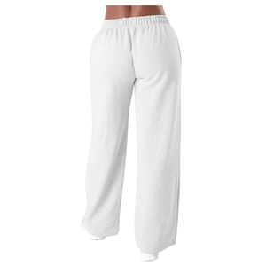 Pantalon de survêtement blanc pour femme, coupe large et décontractée, en molleton premium, taille élastique, idéal pour la détente, l'entraînement et le sport - Product Image 2