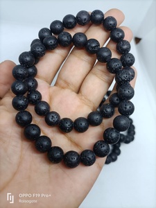 Bracelet en pierre de lave naturelle, bracelet en perles volcaniques noires, bracelet diffuseur d'huiles essentielles, bijoux en pierres précieuses faits à la main, vente en gros - Product Image 1