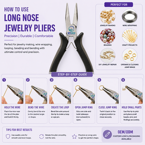 Pince à bec long professionnel en acier inoxydable, pince à bec fin de précision pour la fabrication de bijoux, le gainage de fils et les loisirs créatifs - Product Image 3