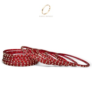 Trending Fashionable Kashmiri <b>Red</b> Glass Raindrop Pearl Bangles for Women's Wedding Festive Wear at Wholesale Price - Product Image 4