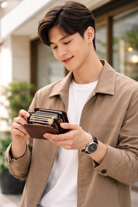 Wriza Fashion Genuine Leather Business Name Credit Card Holder <b>Wallet</b> <b>RFID</b> Blocking Large Capacity Cash Organizer For Men Women - Product Image 2