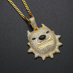 Rhinestone Men Necklace Ice Out Dog Pendant Hip Hop Charm Chain Bling Cuban Link <b>Choker</b> Jewelry Gold <b>Silver</b> Crystal Pitbull - Product Image 6