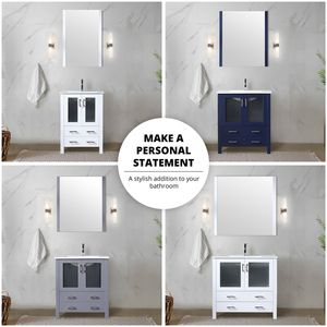 Navy Blue 42 In. W X 18.25 In. D Single Bath Vanity 18.25 In. D with White Ceramic Top and <b>Side</b> Cabinet Bathroom Vanities - Product Image 5