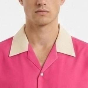 Chemise décontractée à manches courtes Giara rose beige pour homme, col rabattu, imprimée par sublimation, impression sérigraphique, chemise d'été en popeline - Product Image 4