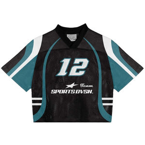 T-shirt à manches courtes de style streetwear rétro, imprimé intégral de haute qualité, jersey de football américain, maille respirante, coupe ample - Product Image 5