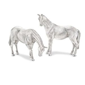 Figura de caballo de aluminio fundido de lujo, estatua equina metálica en pose dinámica, elemento decorativo para interiores refinados. - Product Image 1
