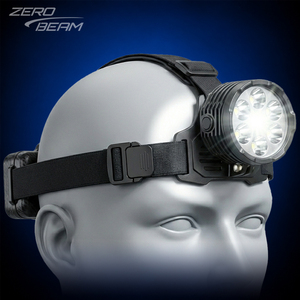 Linterna frontal de haz amplio de 8000 lúmenes con alcance de 561 m, LED recargable ZEROBEAM H50 con soporte para casco, IP67, regulable, con paquete de baterías de 6 ranuras - Product Image 1