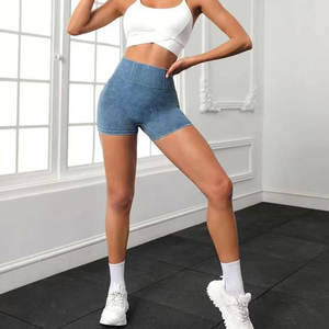 Shorts de yoga de cintura alta para mujer, leggings deportivos que realzan los glúteos, para fitness, gimnasio, correr, ropa deportiva con lazo, botones, remaches y flores - Product Image 4