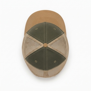 Casquette Trucker Sportive Unisexe à 6 Panneaux pour l'Extérieur, Vert Olive et Marron, en Maille, Réglable, Vente en Gros, Logo Personnalisé, OEM ODM, Faible MOQ, Quatre Saisons - Product Image 6
