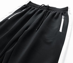 COMFORTABLE CASUAL BREATHABLE MEN'S 2-PIECE <b>TRACKSUIT</b> | BLACK with <b>WHITE</b> STRIPE ACCENTS and ZIP POCKETS - Product Image 6