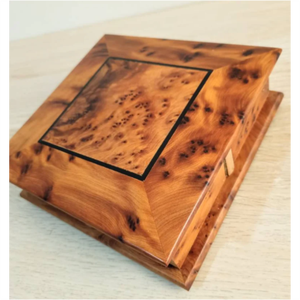 Handmade Burl Wood Jewelry <b>Box</b> 4-<b>Drawer</b> Rotating <b>Storage</b> Organizer Vintage Luxury Decorative Wooden Treasure Case for Gifts - Product Image 2