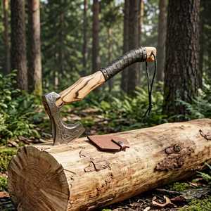 Custom Handmade Forged Carbon Steel Axe Outdoor Camping Hunting Hatchet Wooden Handle Survival Axe With Cover Survival <b>Tool</b> - Product Image 4
