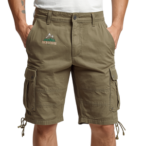 Pantalones Cortos Cargo para Hombre, Listos para la Aventura, con Bordado de Montaña y Diseño Relajado para un Estilo de Vida al Aire Libre - Product Image 1