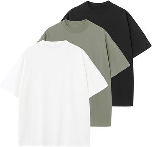 T-shirts amples en coton respirant à manches courtes pour hommes – Col rond décontracté, coupe ample, hauts basiques unis, idéal pour le sport - Product Image 3