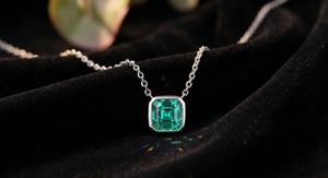 925 Sterling Silver <b>Emerald</b> Cut Green Lab Grown Diamond Pendant <b>Necklace</b> for Women - Product Image 4