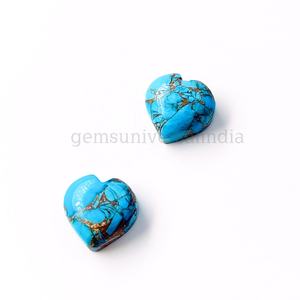 Cabochons en turquoise cuivrée lisses sculptés à la main en forme de cœur 10 MM Turquoise fantaisie Pierre précieuse en vrac pour la fabrication de bijoux en gros - Product Image 5