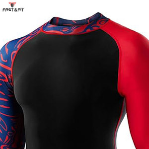 Vente en gros de vêtements de sport pour hommes à manches longues, en polyester et nylon, anti-UV, respirants, à séchage rapide, avec logo personnalisé - Product Image 2