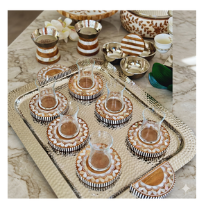 Posavasos y bandejas de madera con incrustaciones, diseño floral redondo, hermosa bandeja de fabricante indio, al mejor precio. - Product Image 1