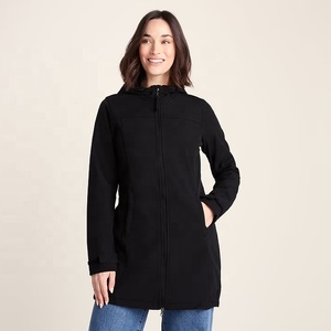 Chaqueta Softshell Larga Negra para Mujer, con Capucha, Cierre de Cremallera, Resistente al Viento e Impermeable, Corte Regular para Uso en Exteriores - Product Image 4