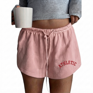 Shorts Casuales Naranja de Cintura Baja con Cierre de Cordón, Logotipo Bordado, Tela de Felpa, Transpirables, Resistentes al Viento y Ecológicos - Product Image 5